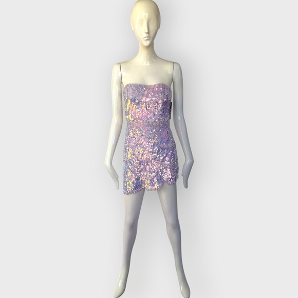 NWT $998 Retrofete Avalee Sequin Beaded Pearl Strapless Heather dress small - Picture 3 of 16